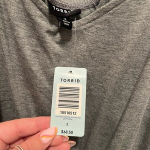 Grey stretchy maxi dress, braided spaghetti cross back straps. Size 2 - Torrid